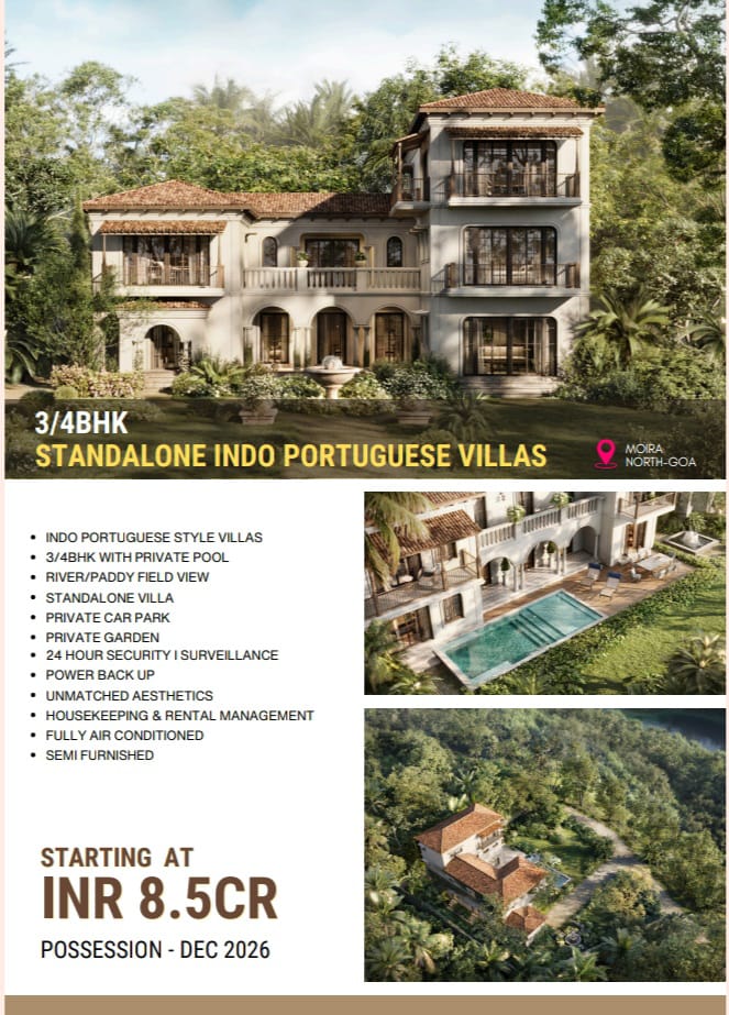 3bhk villa, 4bhk villa, moira, north goa, goa, swimming pool, standalone villas, villas in north goa, new construction