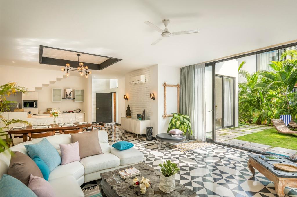 3bhk villa, furnished, vagator, north goa, private pool, gated complex, security, car park, modern villa, luxury villa