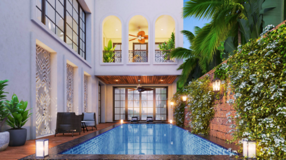 5bhk villa, villa, gated complex, candolim, private pool, luxurious villa, independent villa