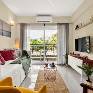 1bhk, apartment, flat, furnished. modern, gated complex, pool, kids pool, car park, assagao, north goa, gated complex