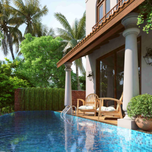 4bhk, villa, luxury villa, nachinola, north goa, gated complex, private pool, wooden deck